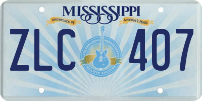 MS license plate ZLC407