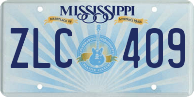 MS license plate ZLC409