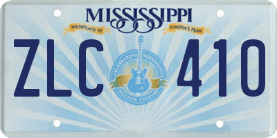 MS license plate ZLC410
