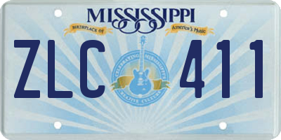 MS license plate ZLC411