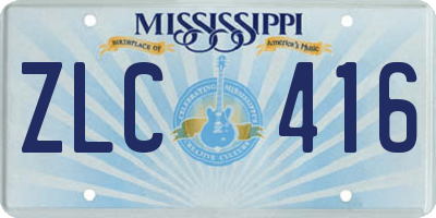 MS license plate ZLC416