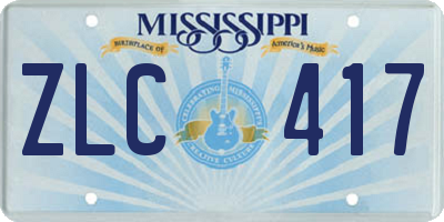 MS license plate ZLC417