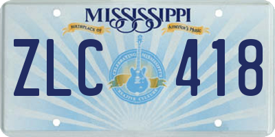 MS license plate ZLC418