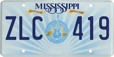 MS license plate ZLC419