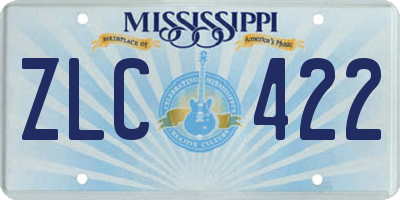 MS license plate ZLC422