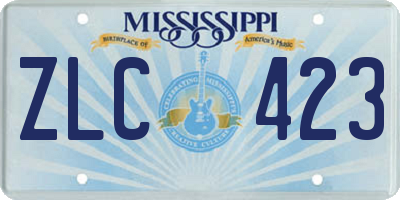 MS license plate ZLC423