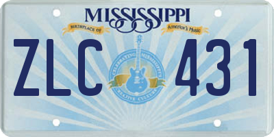 MS license plate ZLC431