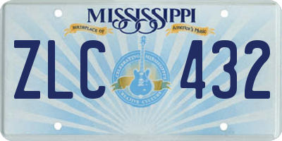 MS license plate ZLC432