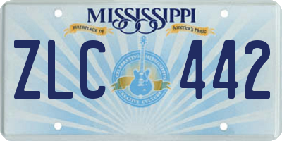 MS license plate ZLC442