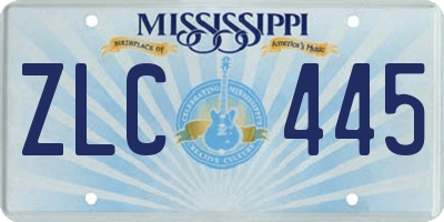 MS license plate ZLC445