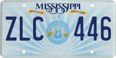 MS license plate ZLC446