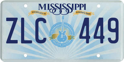 MS license plate ZLC449