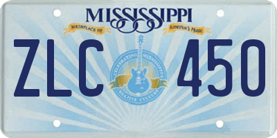 MS license plate ZLC450