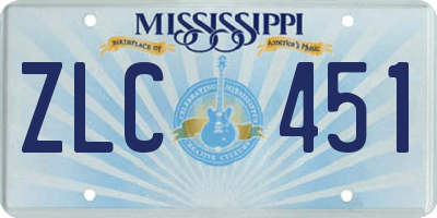 MS license plate ZLC451