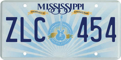 MS license plate ZLC454