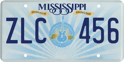 MS license plate ZLC456