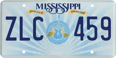 MS license plate ZLC459