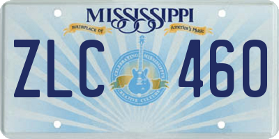 MS license plate ZLC460