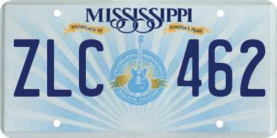 MS license plate ZLC462