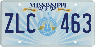 MS license plate ZLC463