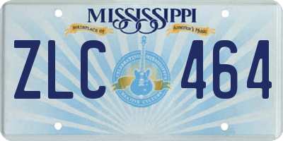 MS license plate ZLC464