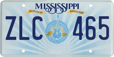 MS license plate ZLC465