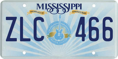 MS license plate ZLC466