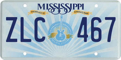 MS license plate ZLC467