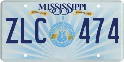 MS license plate ZLC474