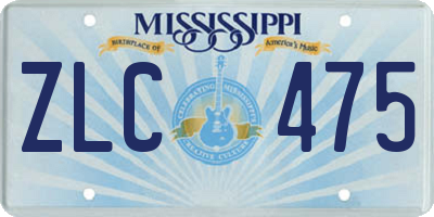 MS license plate ZLC475
