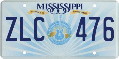 MS license plate ZLC476