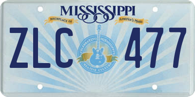 MS license plate ZLC477