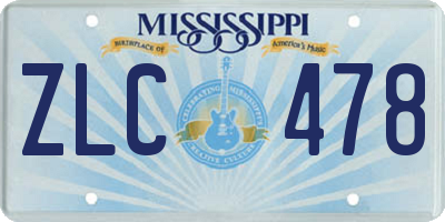 MS license plate ZLC478