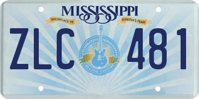 MS license plate ZLC481