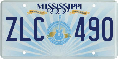 MS license plate ZLC490
