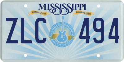 MS license plate ZLC494