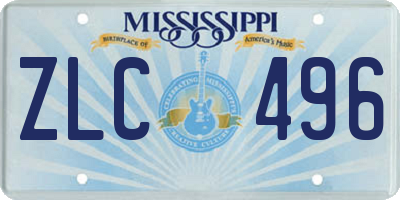 MS license plate ZLC496
