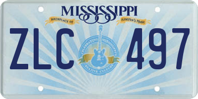 MS license plate ZLC497