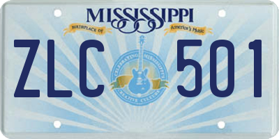 MS license plate ZLC501