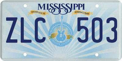 MS license plate ZLC503