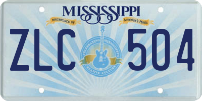 MS license plate ZLC504