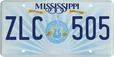 MS license plate ZLC505