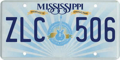 MS license plate ZLC506