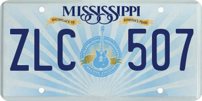 MS license plate ZLC507