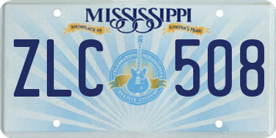 MS license plate ZLC508