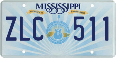 MS license plate ZLC511