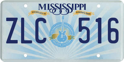 MS license plate ZLC516