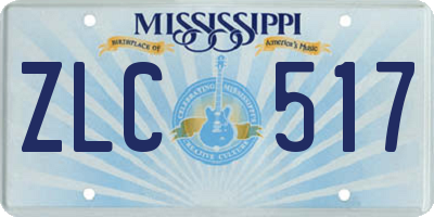 MS license plate ZLC517