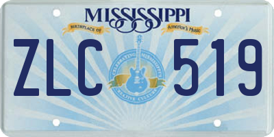 MS license plate ZLC519