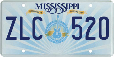 MS license plate ZLC520